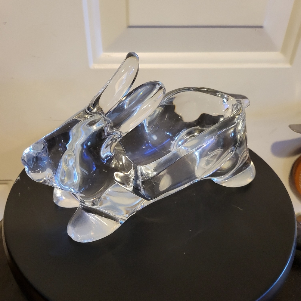 Clear Crystal Glass Bunny Rabbit Dish Bowl Vintage - Picture 12 of 14